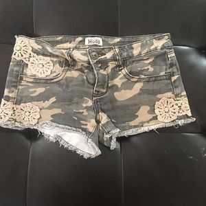 Camo jean shorts